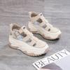 Sandale de vară pentru femei din piele PU 2026 Noi Platformă Hollow Pană Pantofi Casual Exterior Respirabili Înălțare 4CM Adidași De Mujer