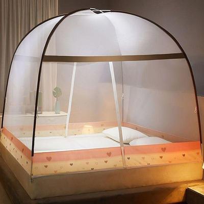 Foldable Yurt Mosquito Net: No Installation Needed, Fits 1.2m, 1.5m, 1.8m Beds, Includes Bracket, Ideal for Household Use.