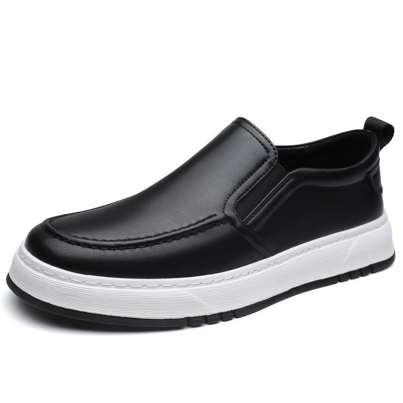 Casual Leather Shoes Men's Thick-soled Attendance Breathable Formal Wear Business Men's One-pedal White Shoes Men's Doudou Shoes