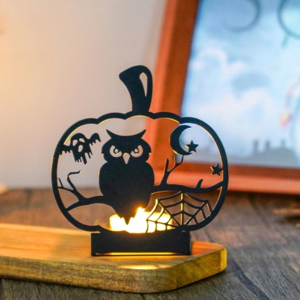 Schmiedeeiserner Kerzenhalter Halloween Gothic Dekoration, Gruselige Wohnaccessoires für Party Weihnachten Neujahrsgeschenk