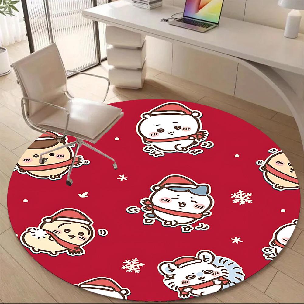 1PC Chiikawa Office Round Area Rug Suitable For Office, Under Office Chairs Bedroom Living Room Home Decor, Room Deco T1224012