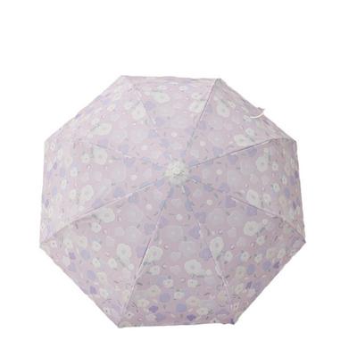 Purple Floral Sun Umbrella Folding Vinyl UV Protection Umbrella Mini Sun Protection Automatic Umbrella for Girls Women