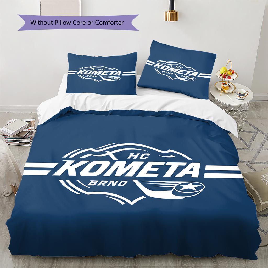 HC Kometa Brno Vzorované povlečení, Sada přikrývky Povlak na přikrývku Povlak na polštář Domácí Dárek k narozeninám (1 * povlak na peřinu + 2 * povlak na polštář, bez jádra)