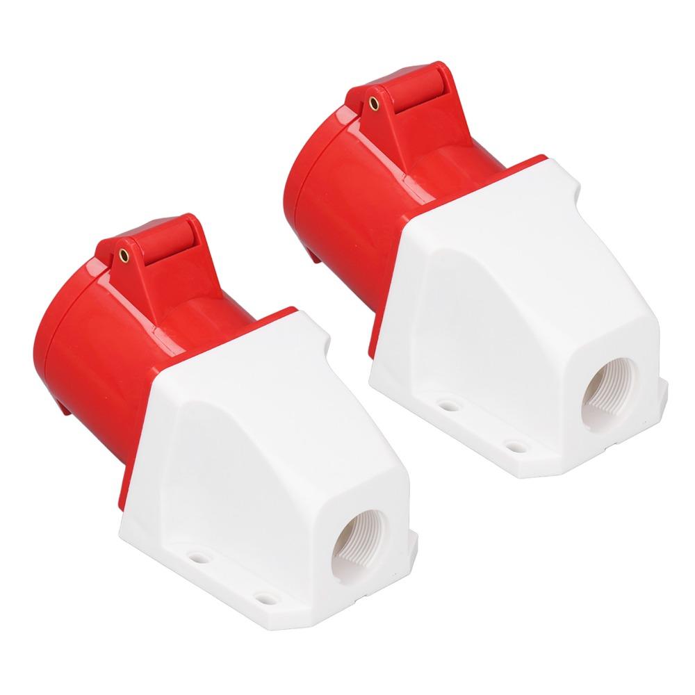 2 Set 5Pin 32A Industrial Connector 380-415V Surface Mounted Socket  Electrical Connection