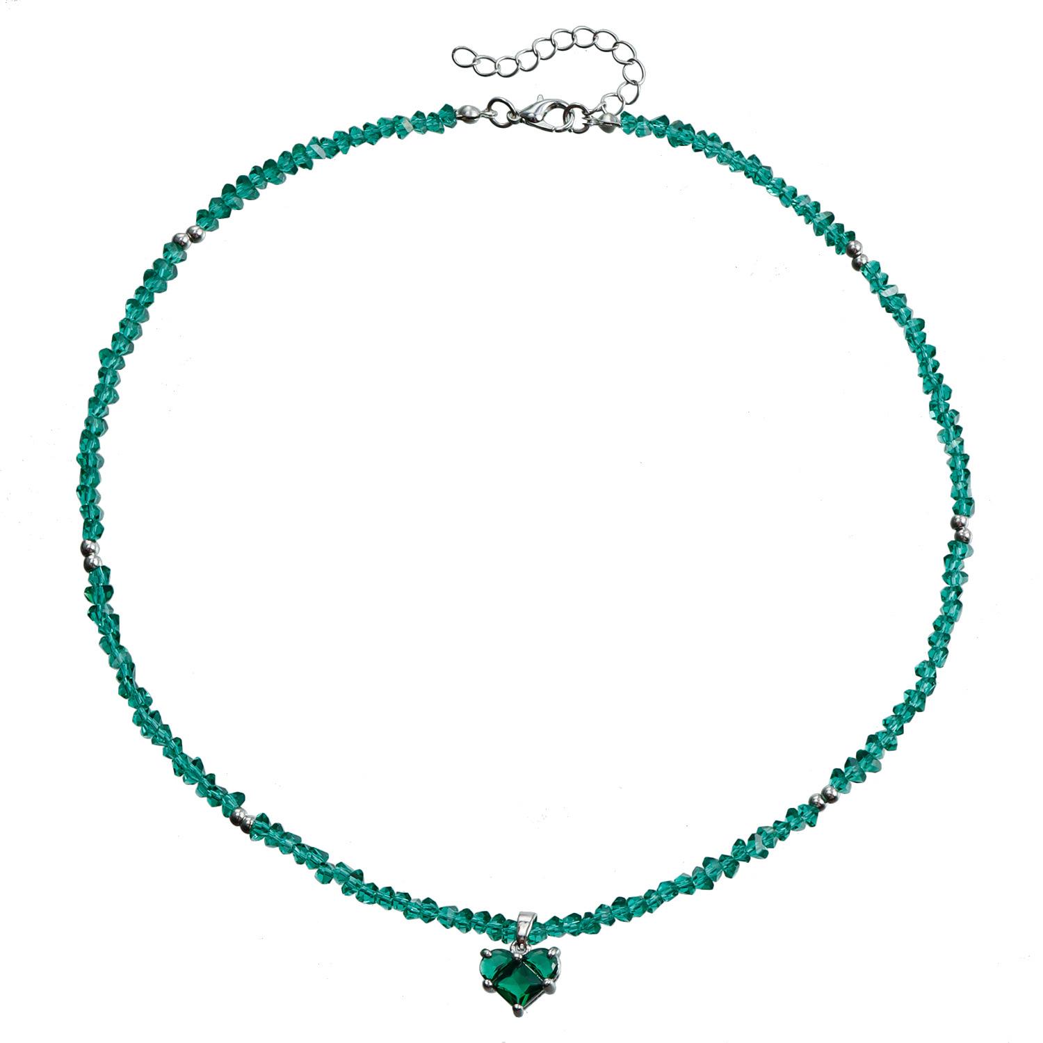 Accessories Premium Sense Love Pendant Clavicle Chain Glass Rice Beads Handmade Beaded Necklace