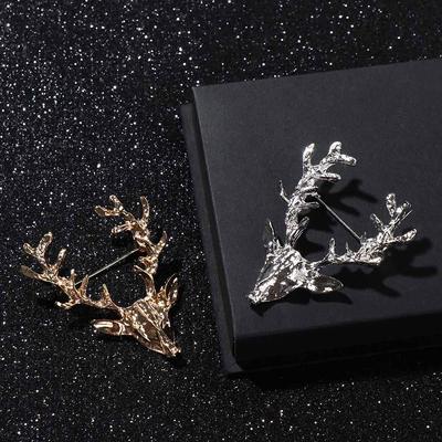 Kawaii Elchkopf-Brosche, Anstecknadel, Wäscheklammer, Weihnachts-Anstecknadel, Schmuck, Hirsch-Metallbrosche für Herren