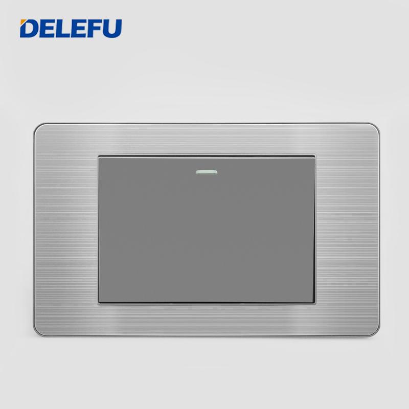 DELEFU Brazilian Model 118 Type 10A/20A Stainless Steel Grey Durable PC USB Socket with Type-C 20W Fast Charging
