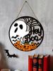 Welcome Door Sign Scary Halloween Door Hangings Ghost Pumpkin Front Door Hanger Round Halloween Wreath Decor for Home Party