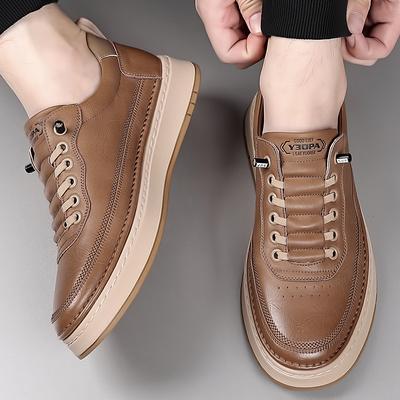 2025 New Leather Mens Sneakers High Quality Slip On Walking Shoes Men's Skate Shoes Men Outdoor Leather Casual Shoes