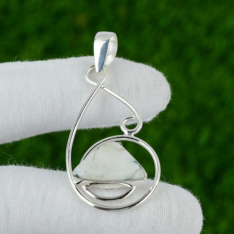 

Natural Tree Agate Gemstone Pendant White 925 Sterling Silver Indian Jewelry