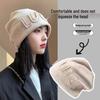 Women's Autumn/Winter 2025 Ear Protection Beanie - Korean Style with Japanese Letter Slimming Knit Design.