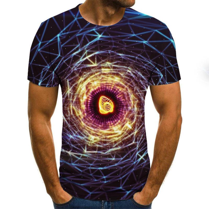 Casual Men's 3D Vortex Printed Short Sleeved Men's Summer 3D T-shirt