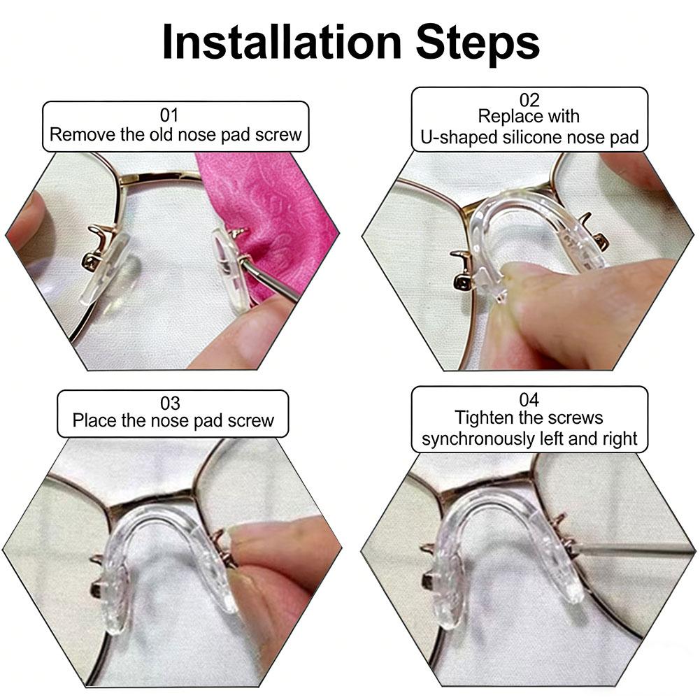 1/3/5Pcs Comfort Non Slip U Shaped Silicone Eyeglass Nose Pads Breathable Anti Skid Glasses Repair Kit For Sports & Daily Wear