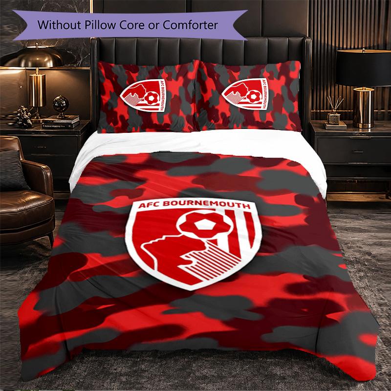 Set Biancheria da Letto Bournemouth Football 3 Pezzi Morbido Set Copripiumino con Federe Set Decorazione Camera da Letto per la Casa