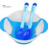 Suction Cup Bowl 3Pcs Feeding with Sensing Spoon Fork Anti Baby Training Tableware Slip Silicone Children Set for Home Use