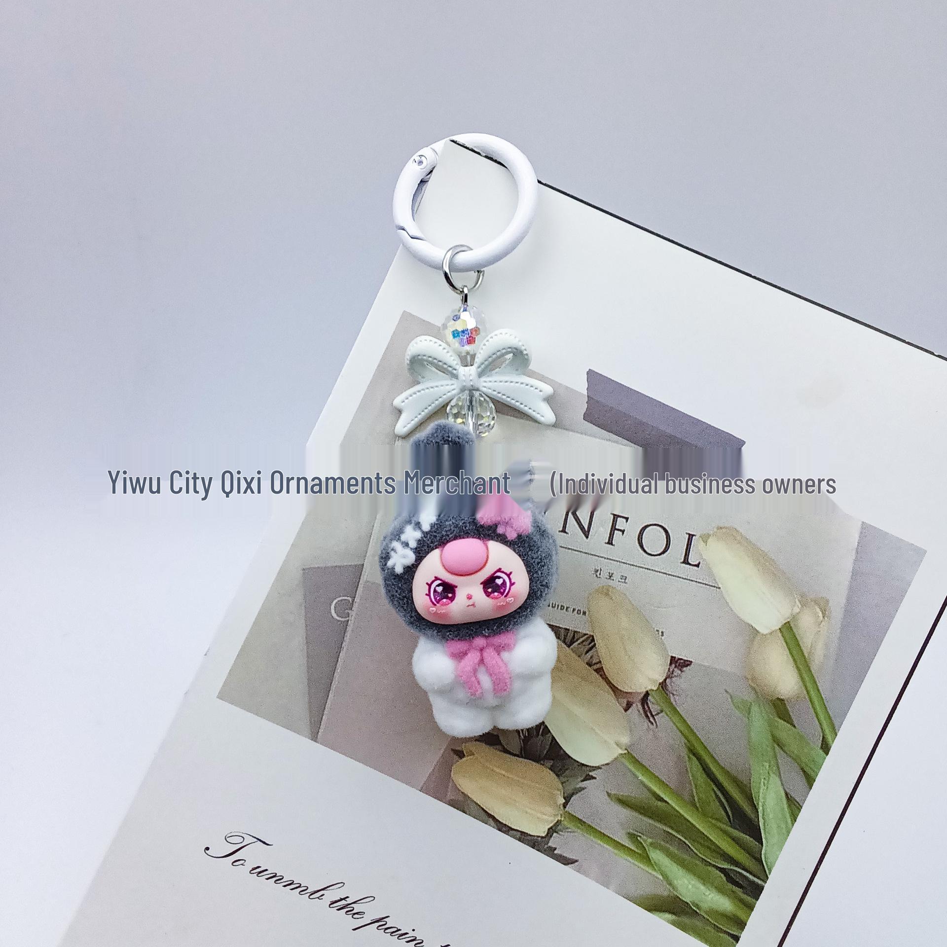 

CQ30 Color Block Standing Doll Keychain - Mengli 3-Year-Old Design with Gift Bag