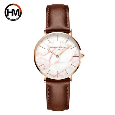 Roségoldene Damen-Armbanduhr, lässig, einfaches Uhrwerk, modisches Design, Leder, wasserdicht, Quarz-Damenuhren