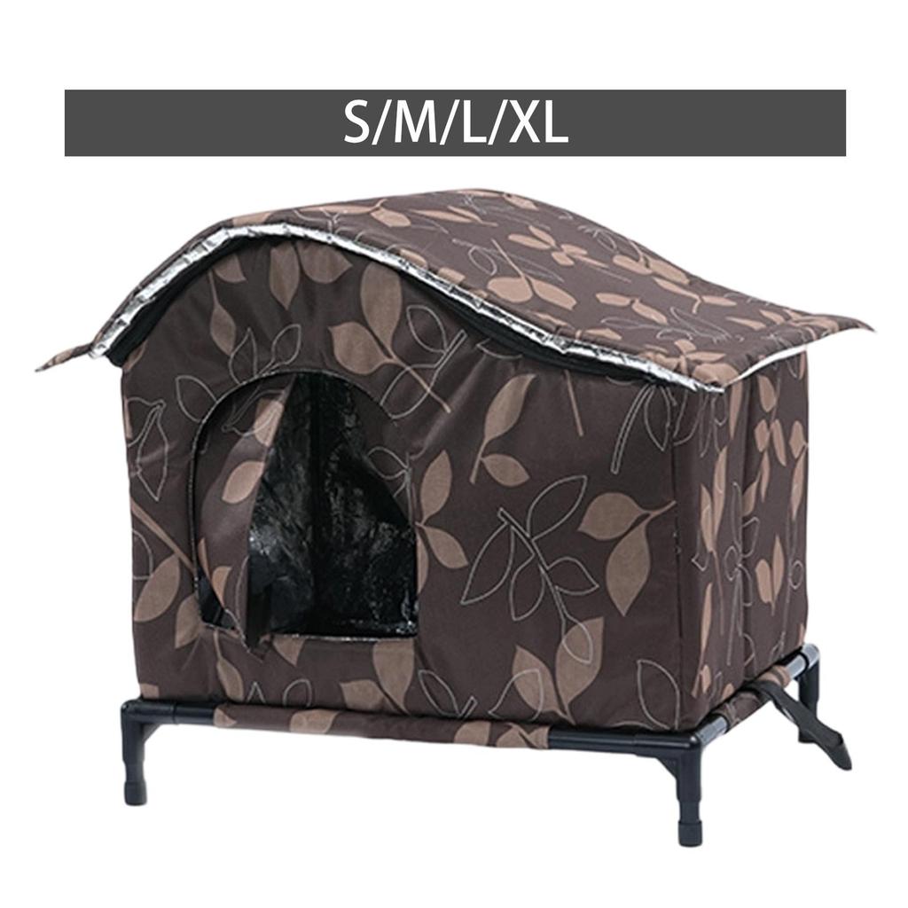 Oxford Cloth Outdoor Cat House Durable Rainproof Pet Shelter for Feral Felines Winter Enclosure