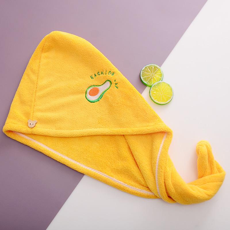 

Cartoon Avocado Coral Fleece Hair Wrap - Absorbent, Soft, Embroidered Towel Cap 65x25cm (±2cm)