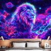 Neon Floral Lion View  Fluorescent Tapestry Outer Space UV BlackLight Tapestry, Wall Hanging For Living Room Bedroom Office Home Decor