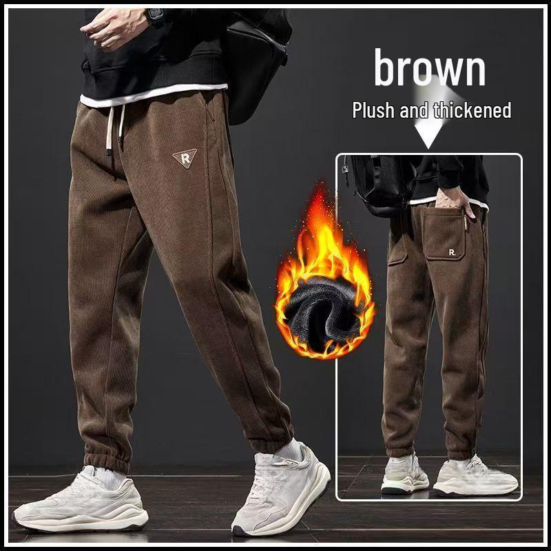 Men's Trendy Fleece-Lined Corduroy Sweatpants: Winter Warmth & Versatile Style
