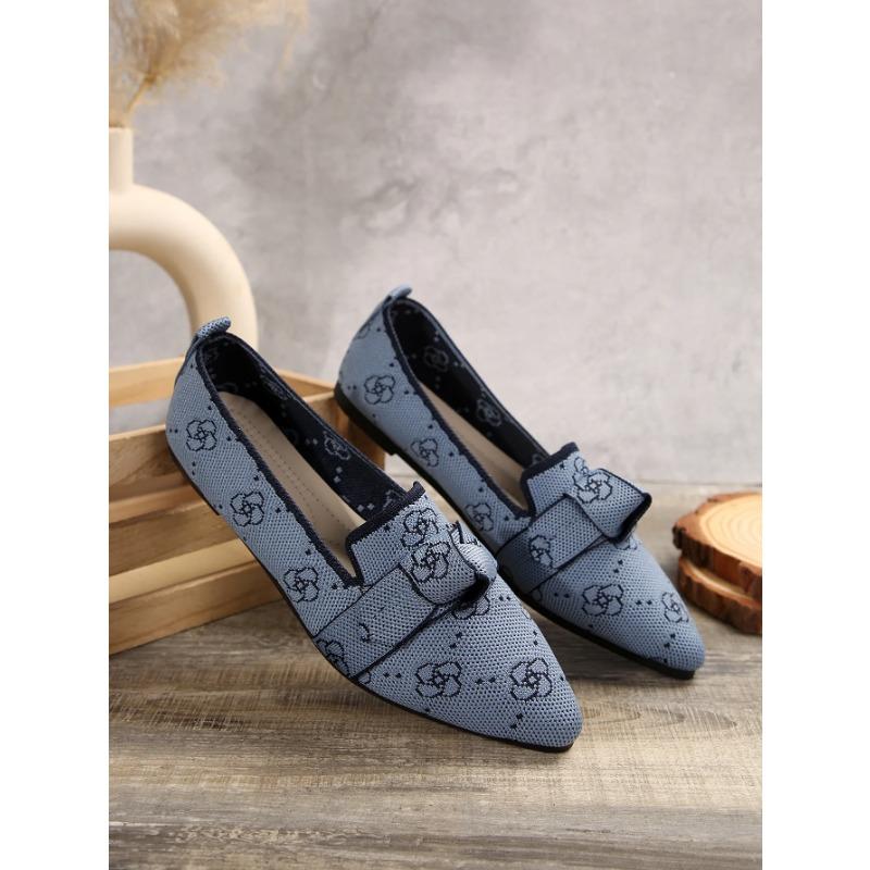 Skinny pointed oversized flat sole shoes for women in fashionable flying weaveone foot butterfly bowcasualbreathable