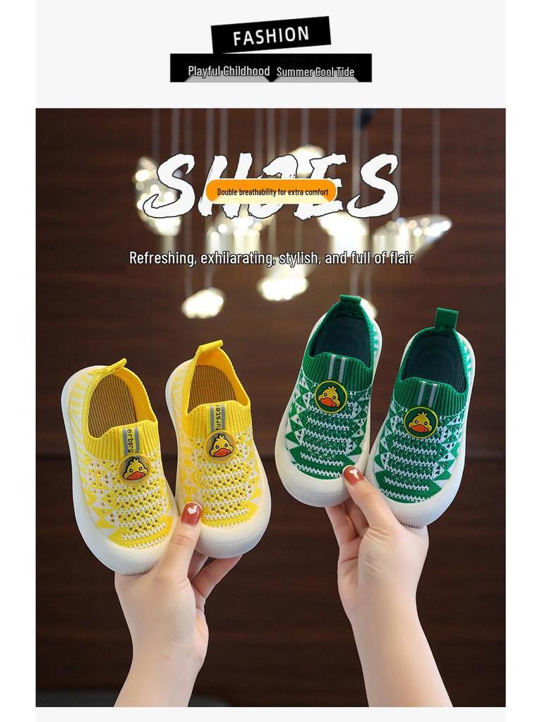 Hohle atmungsaktive Mesh Flyknit Slip-On Schuhe für Kinder - Rutschfeste weiche Sohle, lässige Babyschuhe