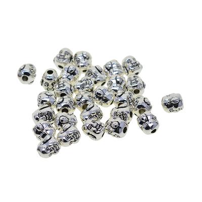 30pcs Antique 3D Smille Buddha Spiritual Metal Spacer Beads Silver Color