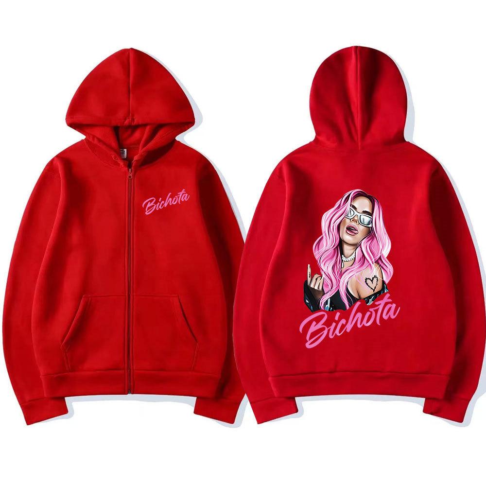 Karol G Bichota Zip-Up Hoodie, Men'S And Women'S Fashion Aesthetic Zip-Up Hoodie Sweatshirt