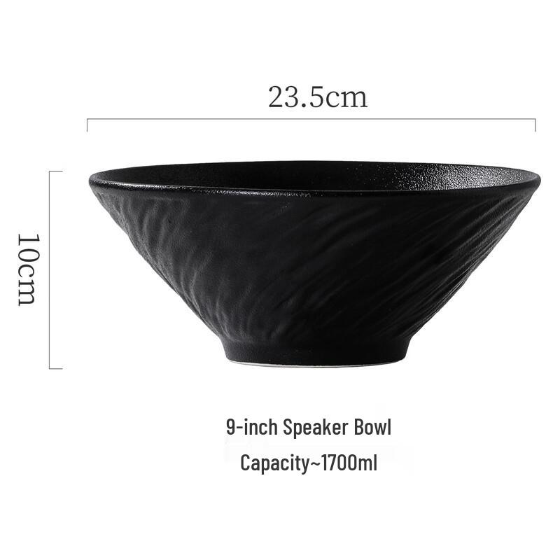 ZhiShi Japanese Style Matte Black Stoneware Soup & Ramen Bowl