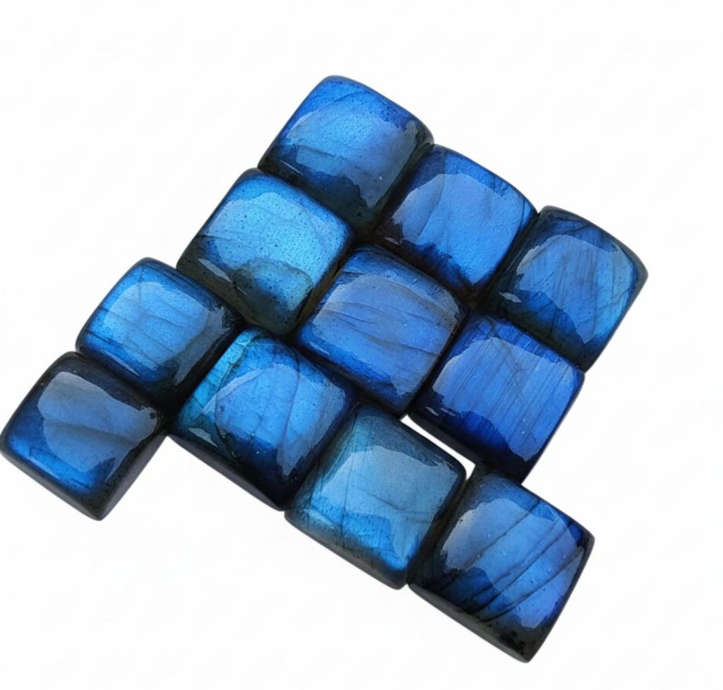 Natural Square Labradorite Gemstones Flat Back Cabochons Custom Calibrated Jewelry