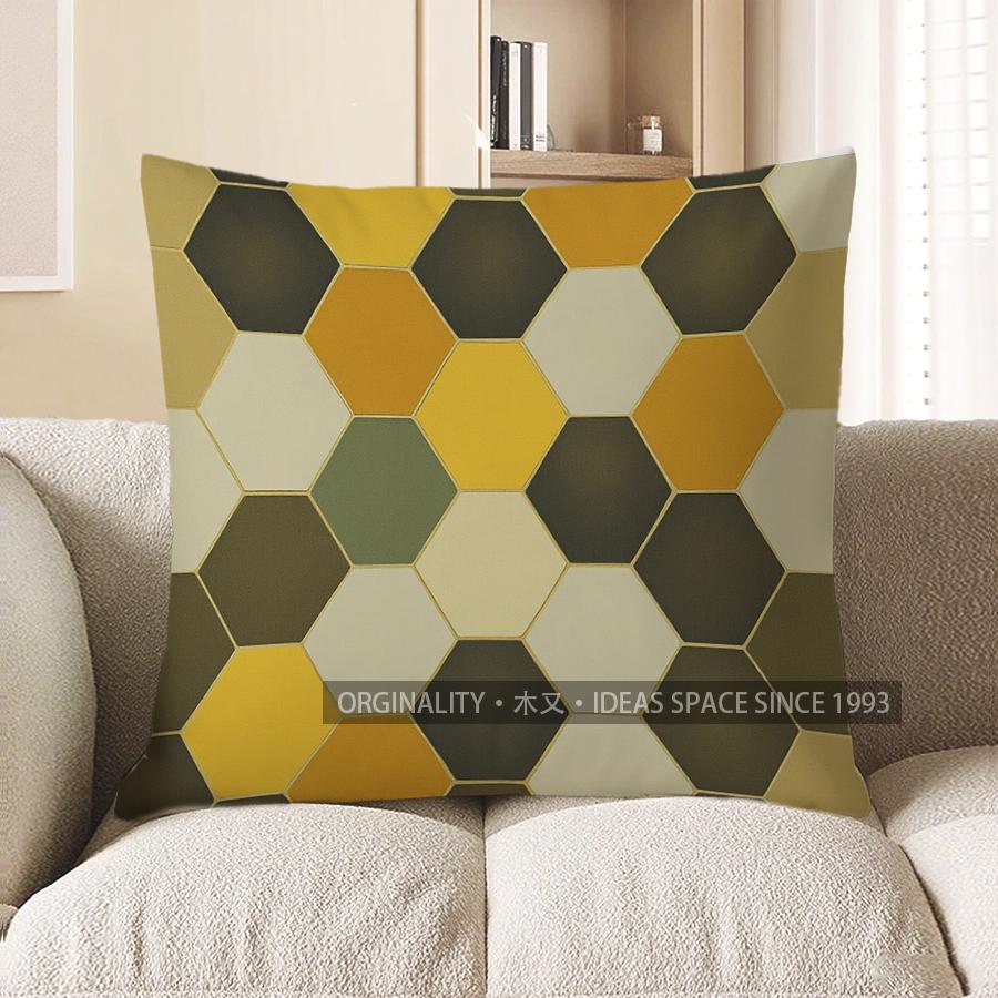 Home Decor Colorful Hexagonal Pattern Decorative Pillow Cover Pattern Cushion Cover Suitable For Sofa Bedroom Car Pillow Cover