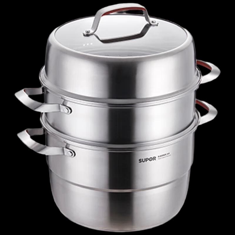 SUPOR 30cm 3-Tier 304 Stainless Steel Steamer Pot
