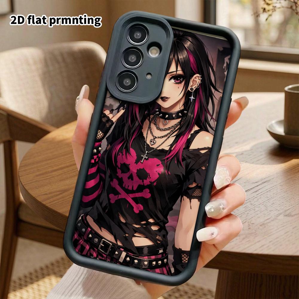 Phone case: 2D flat, suitable for Samsung Galaxy A34 A35 M05 M06 S20 S22 S21 FE Plus 5G, rock girl style, perfect holiday gift for Christmas and Hallo
