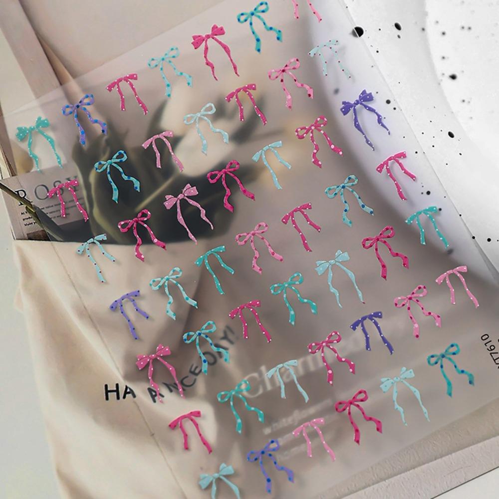 Self-Adhesive Polka Dot Bow Nail Sticker Bow Design Nail Decals Hot Nail Stickers Nail Decoration