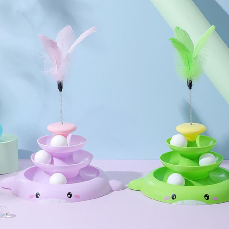 Interactive Cat Toy 3 Level Tower Turntable Ball Track Toy with 3pcs Ball