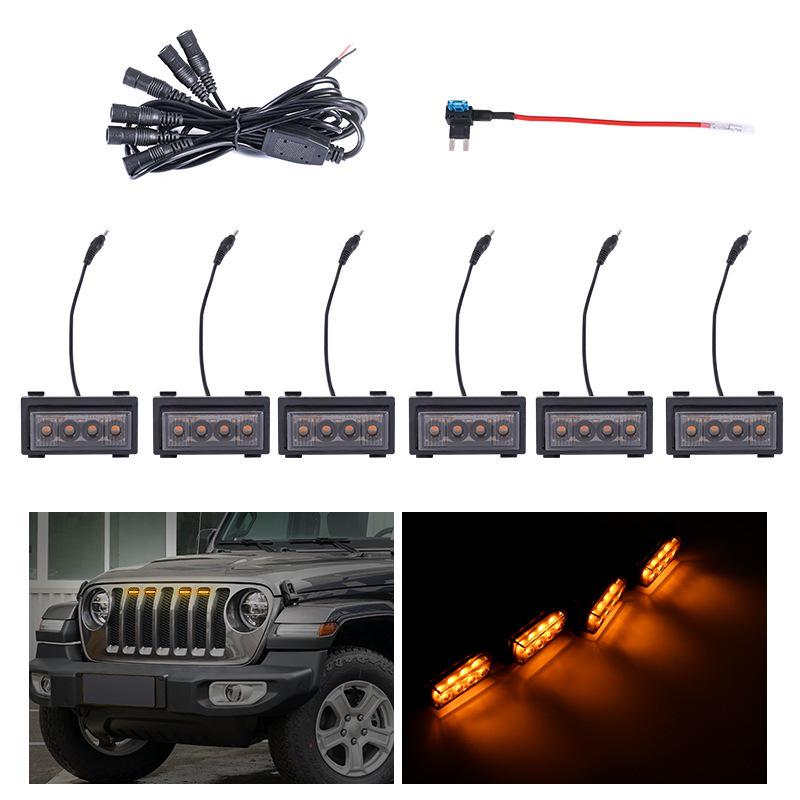 RGB Daytime Running Yellow Grille Light for Jeep Wrangler JL 2018-2023 (App-Compatible)