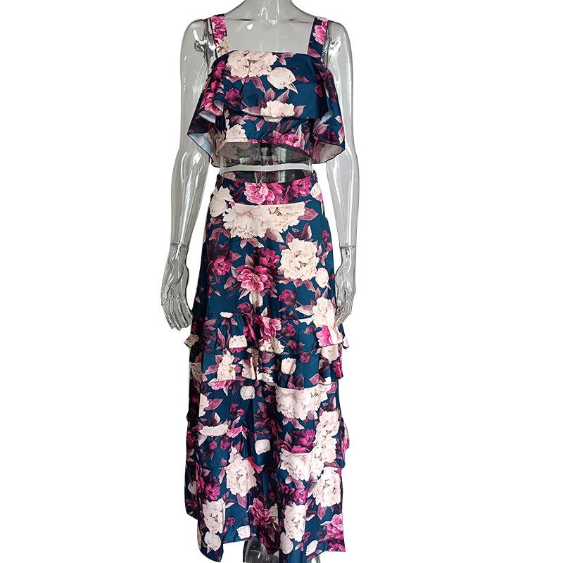 2026 Spring Women's Camisole & Long Cake Skirt Two-Piece Beach Set