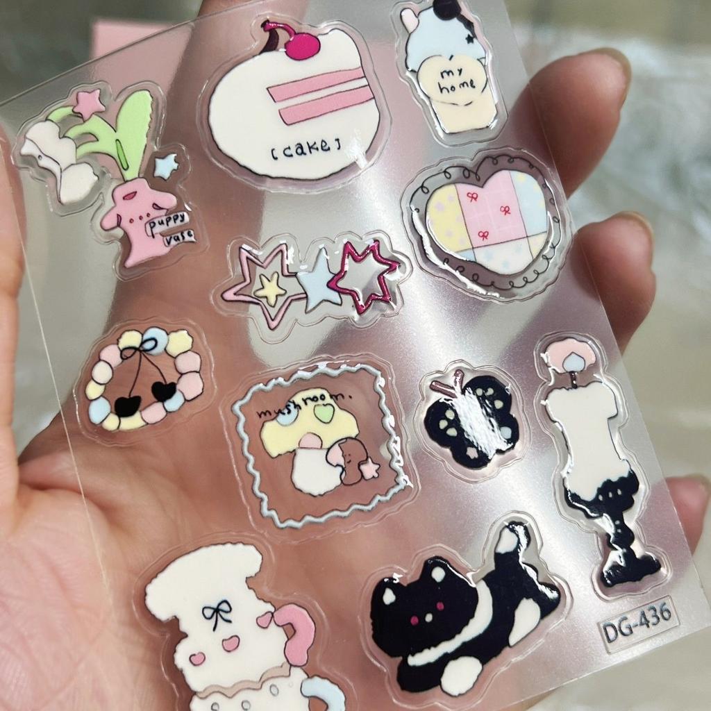 Girlish Cute Pink Fruit Ice Cream 3D Relief Stickers High-quality Epoxy Resin Jelly Decals for IPad Laptops Phone Case DIY Decor