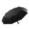 New 10-bone three-fold automatic high-end gift box with light luxury vinyl automatic umbrella walnut handle
