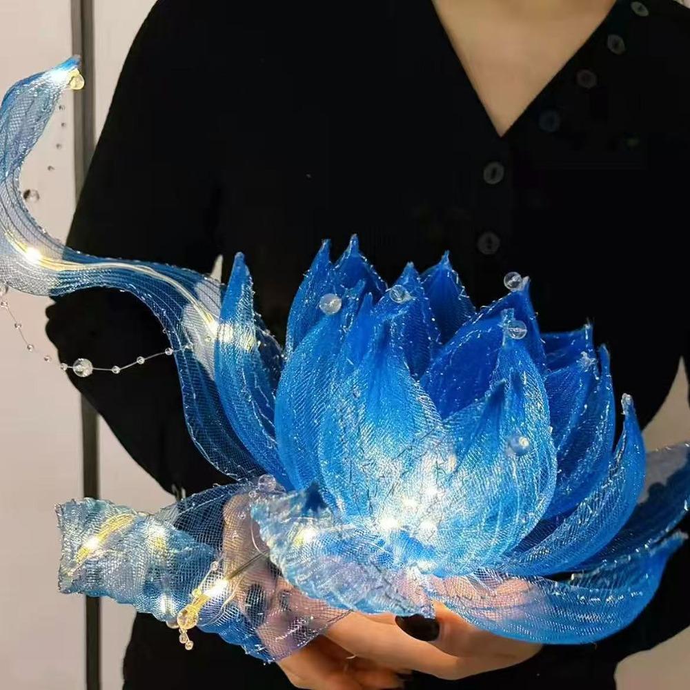 Handmade Handheld Lotus Lantern DIY Craft Kit Ribbon Fairy Lotus Lantern Photography Props