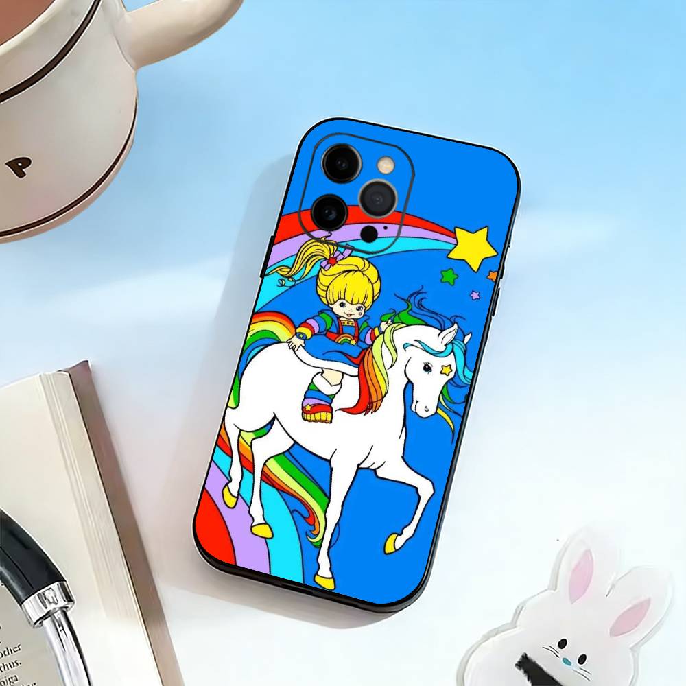Color Kids Rainbow Brite Phone Case For iPhone 17,16,15,14,13,12,11 Plus,Pro Max,XS,Soft Silicone Black Cover
