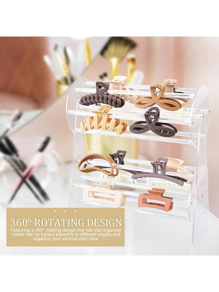 1pc Acrylic Claw Clip Storage Rack, 360 Degree Rotating Claw Clip Holder and Storage, Hair Clip Storage Box Display Transparent