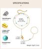Bohemian Bead Slave Bracelet, 18K Gold Plated Stainless Steel, Waterproof Hand Chain Finger Ring Bracelet Jewelry for Women