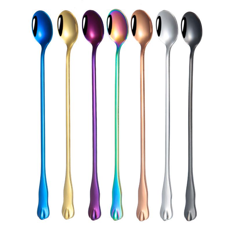 Golden Long Handle Stainless Steel Stirring Spoon and Ladle