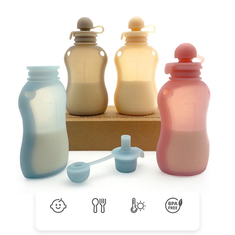 150ml Refillable Baby Food Storage Bag Silicone Milk Congee Pouch Leakproof Organiser Squeeze Storage Container