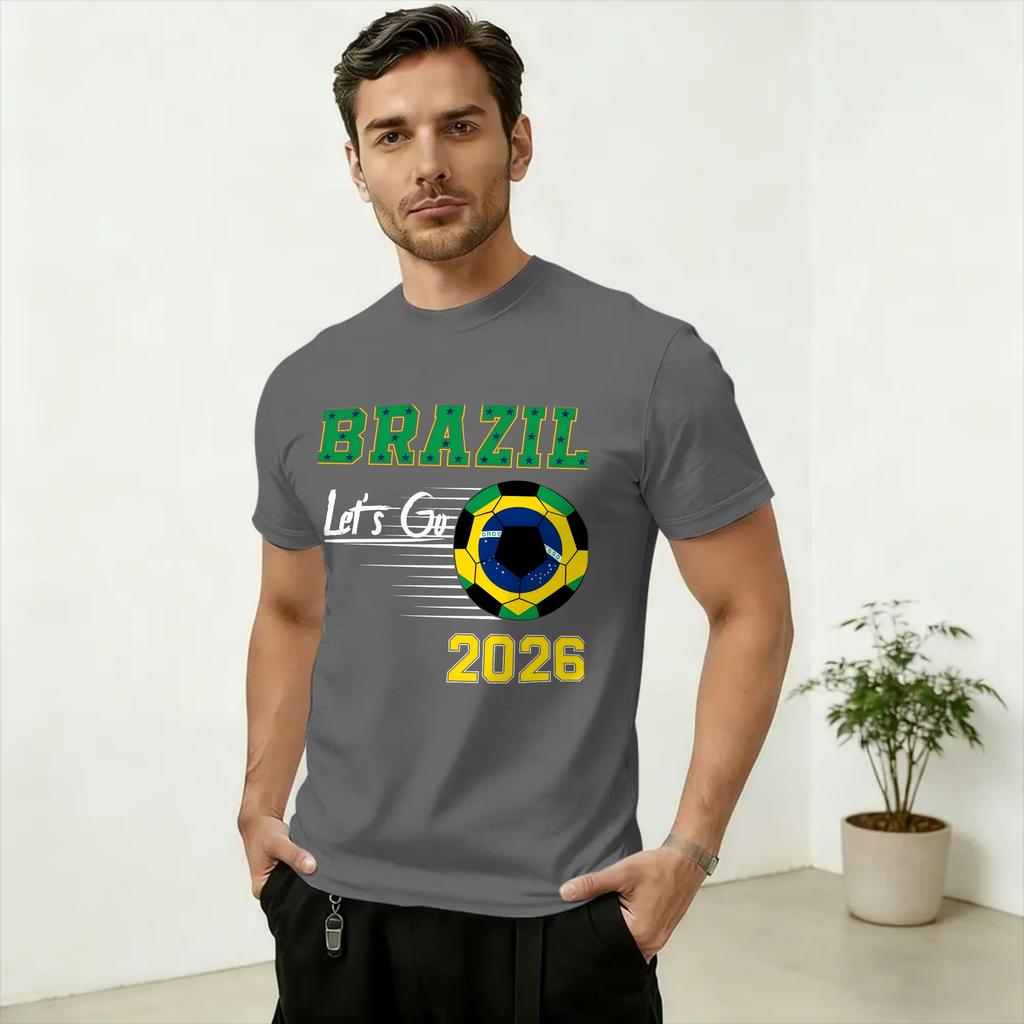 Unisex TShirt Brazil Football 2026 Leisure 100 Cotton Tees Short Sleeve T Shirts Crewneck Tops Gift Idea