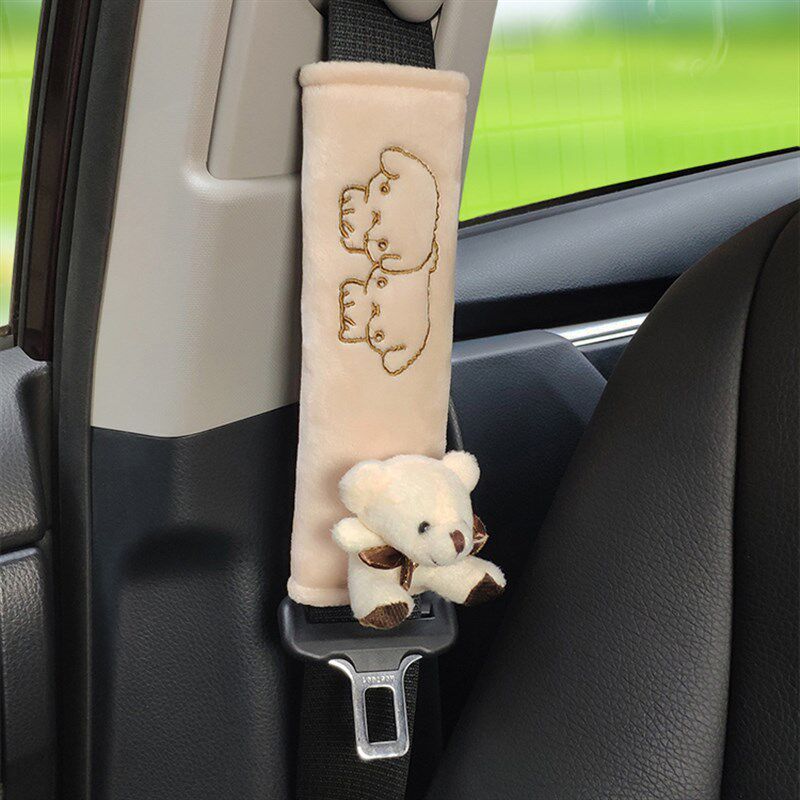 

Car Seatbelt Shoulder Pads for Women and Men, Cute Car Seatbelt Covers, a Pair of Extended Cartoon Interior Accessories Set Beige (One Pack)