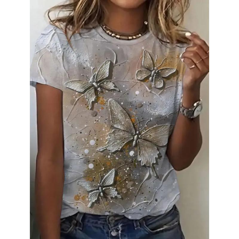 

Новая футболка с 3D-принтом бабочки для взрослых, повседневная, дышащая, с коротким рукавом 6XL дубильная кора