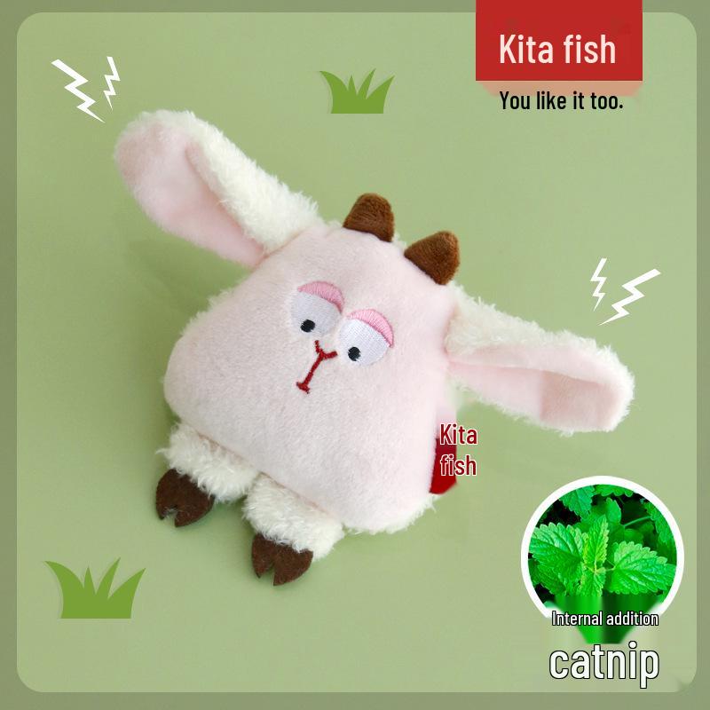 Kittydog Cat Self-Entertainment Toy with Crinkle Paper, Catnip, and Durable Sheep Design to Relieve Boredom